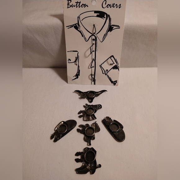 METAL WESTERN THEME HINGED BUTTON COVERS SET (NWT) - Picture 2 of 4